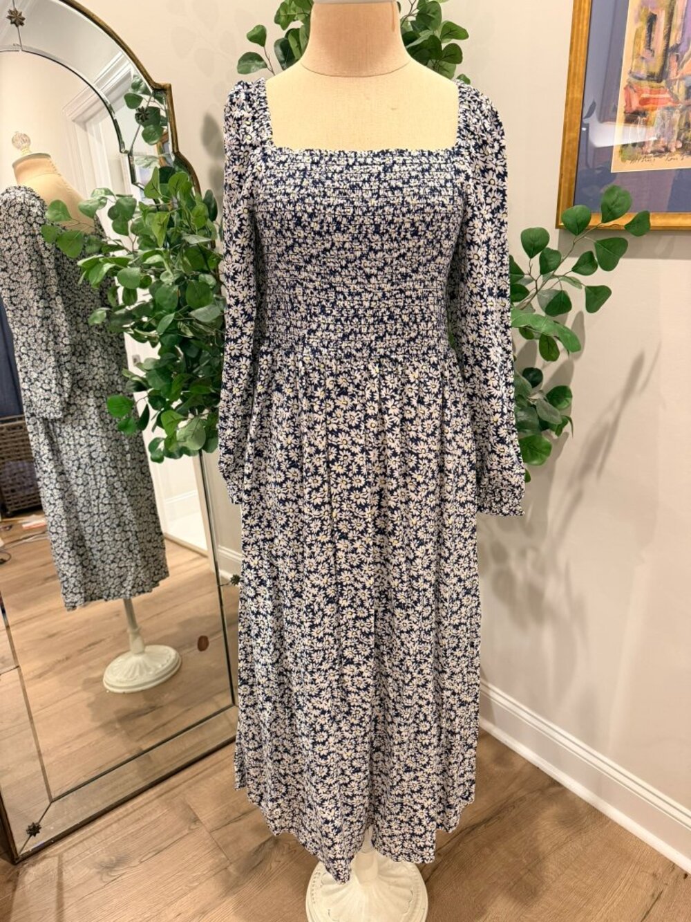 J.Crew NWOT daisy floral smocked dress M